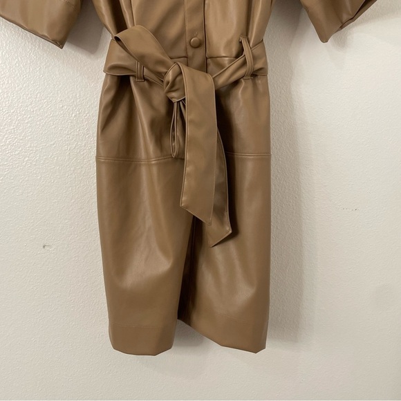 A New Day NWOT Faux Leather Mini Dress With Belt Size Medium Pockets Collar - Picture 8 of 8